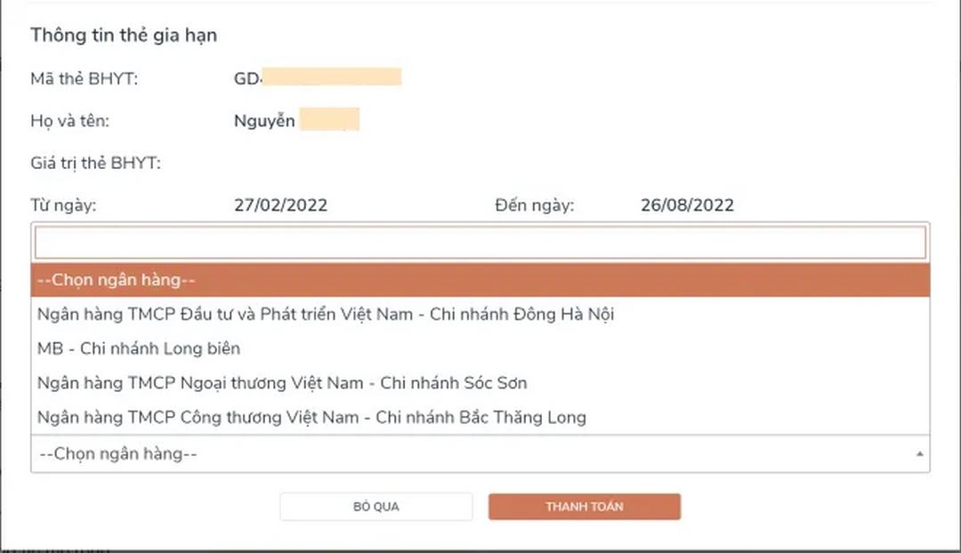 Lựa chọn Ngân hàng thụ hưởng của cơ quan BHXH